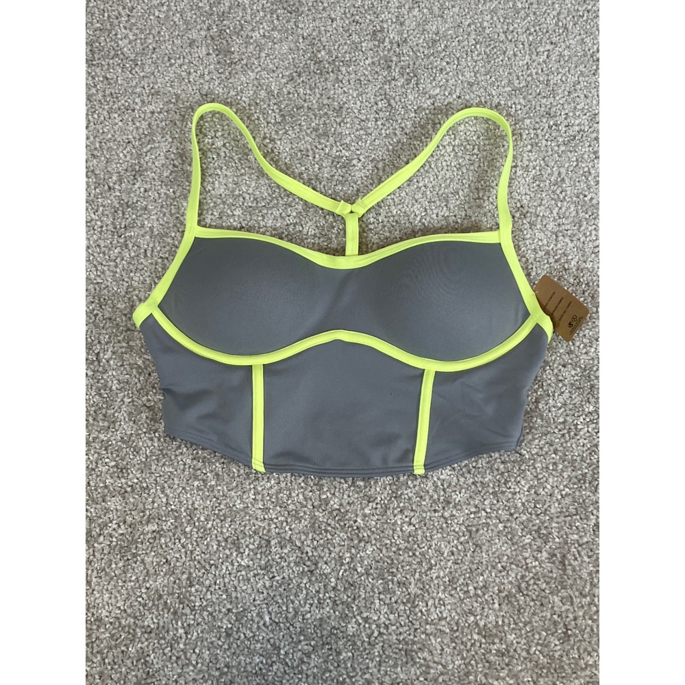 PINK Victoria's Secret Ultimate Low Impact Sports Bra Grey Neon Yellow XS‎ NEW